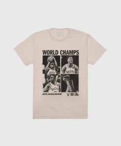The Loyalist The Bucks 2021 World Champs Cream X Black T-Shirt Basketball