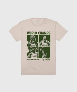 The Loyalist The Bucks 2021 World Champs Cream X Green T-Shirt Basketball